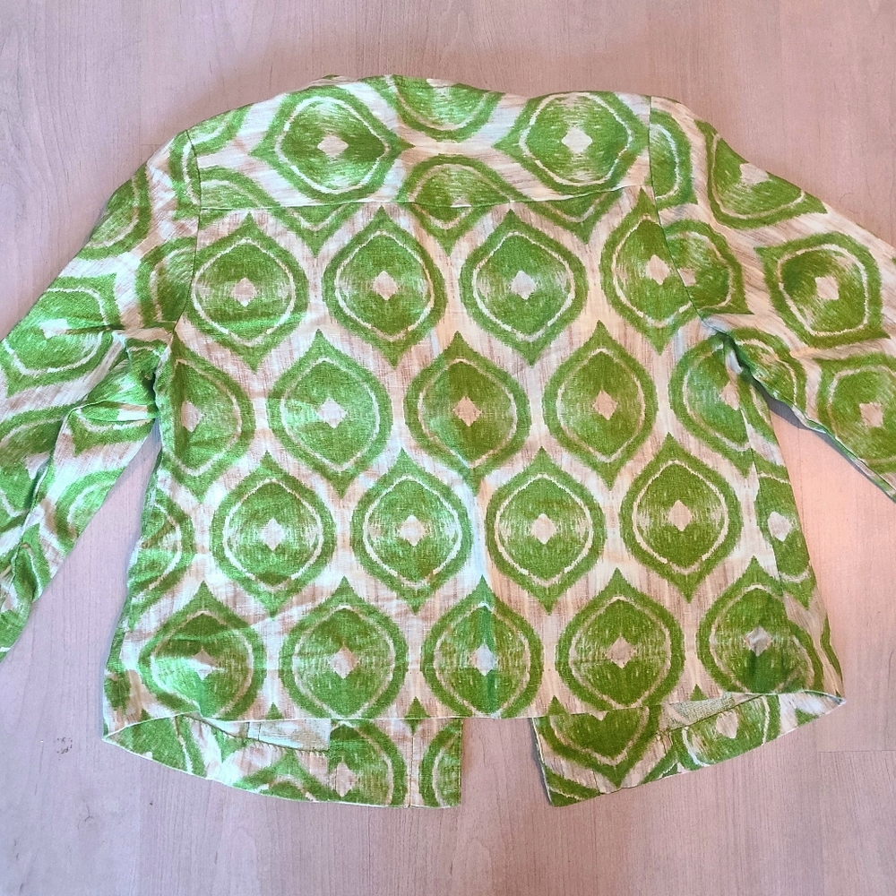 Chico's Linen Green Patterned Jacket - image 3